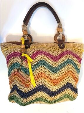 Fossil Long Live Vintage woven raffia straw tote bag